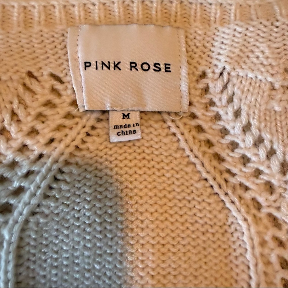 Pink Rose Cream Knit Cropped Tank with Purple Floral Accents - Picture 6 of 6